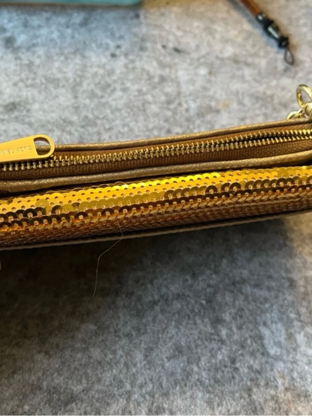 Michael Kors Gold Sequin Chain Wallet Wristlet/Crossbody NWT